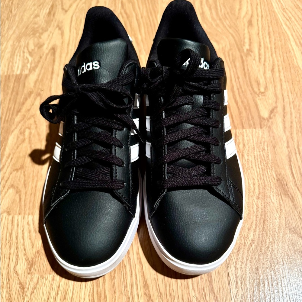 Adidas Men's Black Sneakers with White Accents